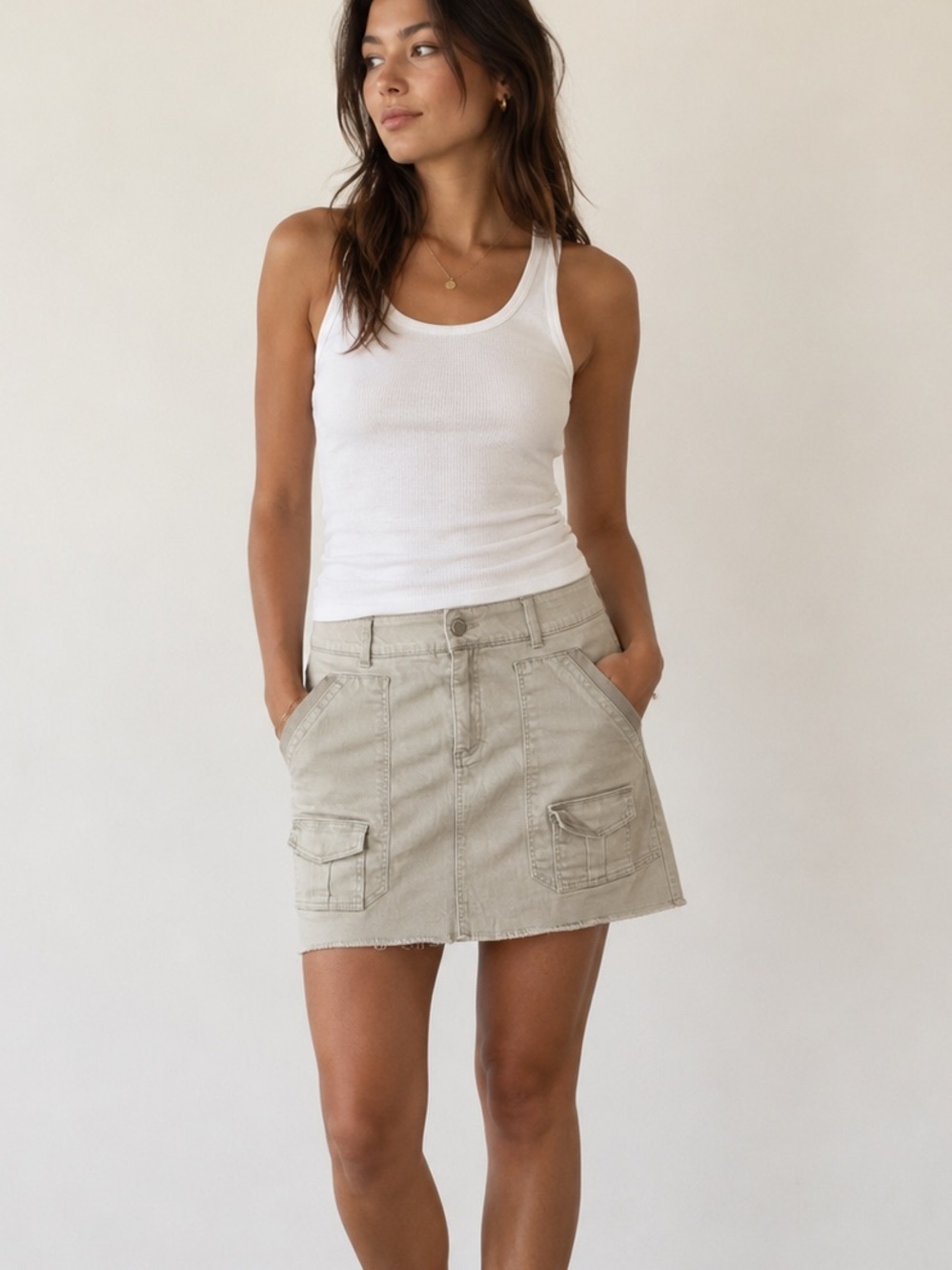 Democracy Solutions utility cargo skirt in beige "Moonrock" Size 10 - Picture 1 of 5